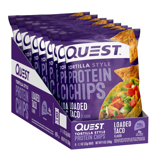 Quest Nutrition Tortilla Style Protein Chips Loaded Taco Low Carb Gluten Free Baked 1.1 Ounce (Pack of 8)